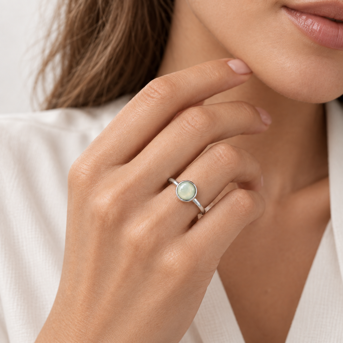 Elena Opal Ring - Silver