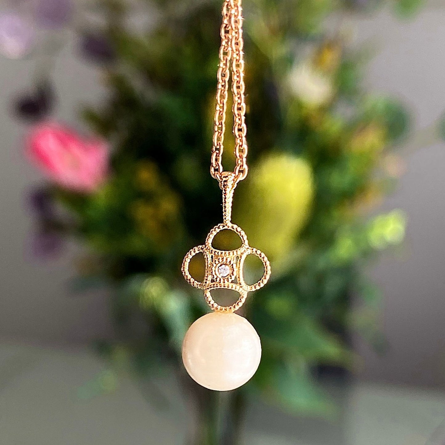Zivka Diamond and Pearl Pendant