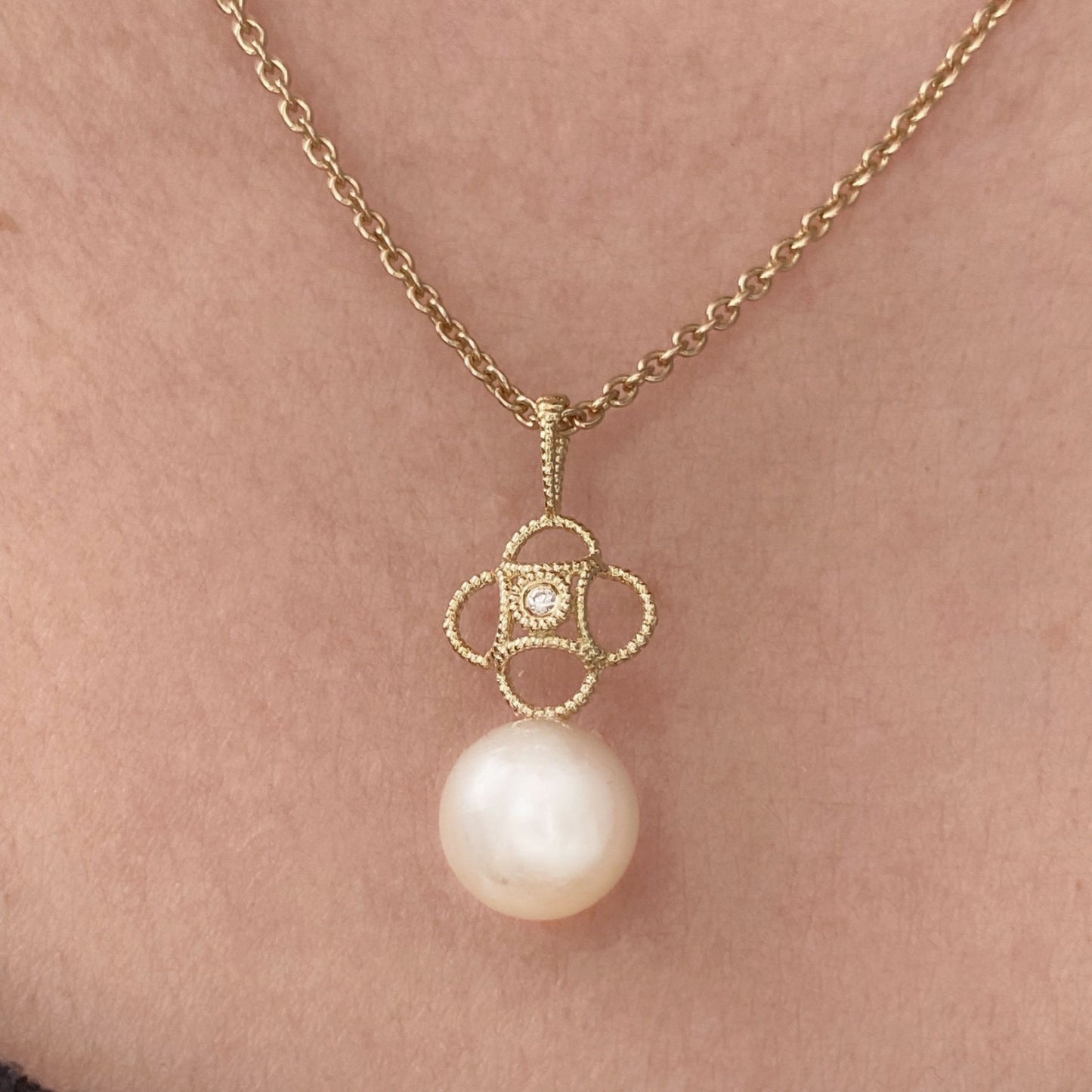 Zivka Diamond and Pearl Pendant