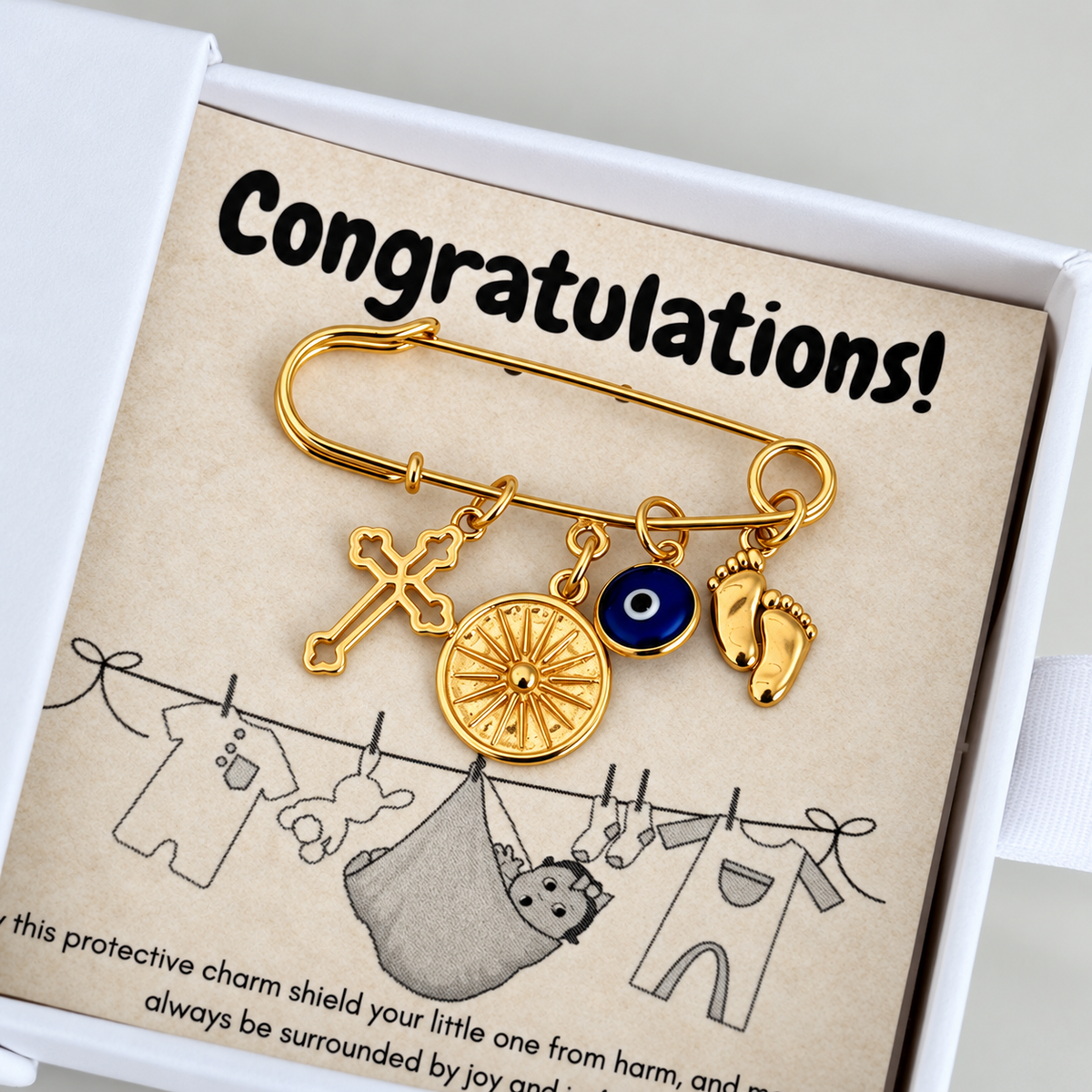 Guardian Baby Pin - Vermeil Gold