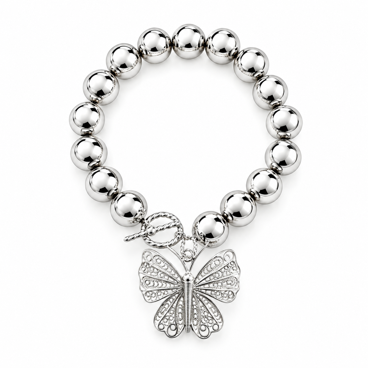 Sfera-12 Filigree Butterfly Bracelet - Silver
