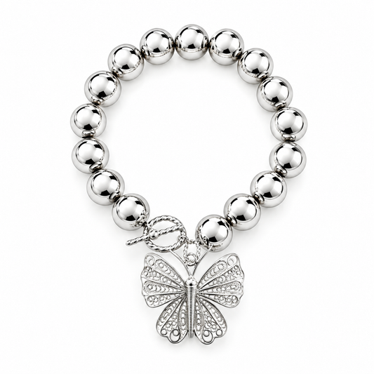 Sfera-12 Filigree Butterfly Bracelet - Silver