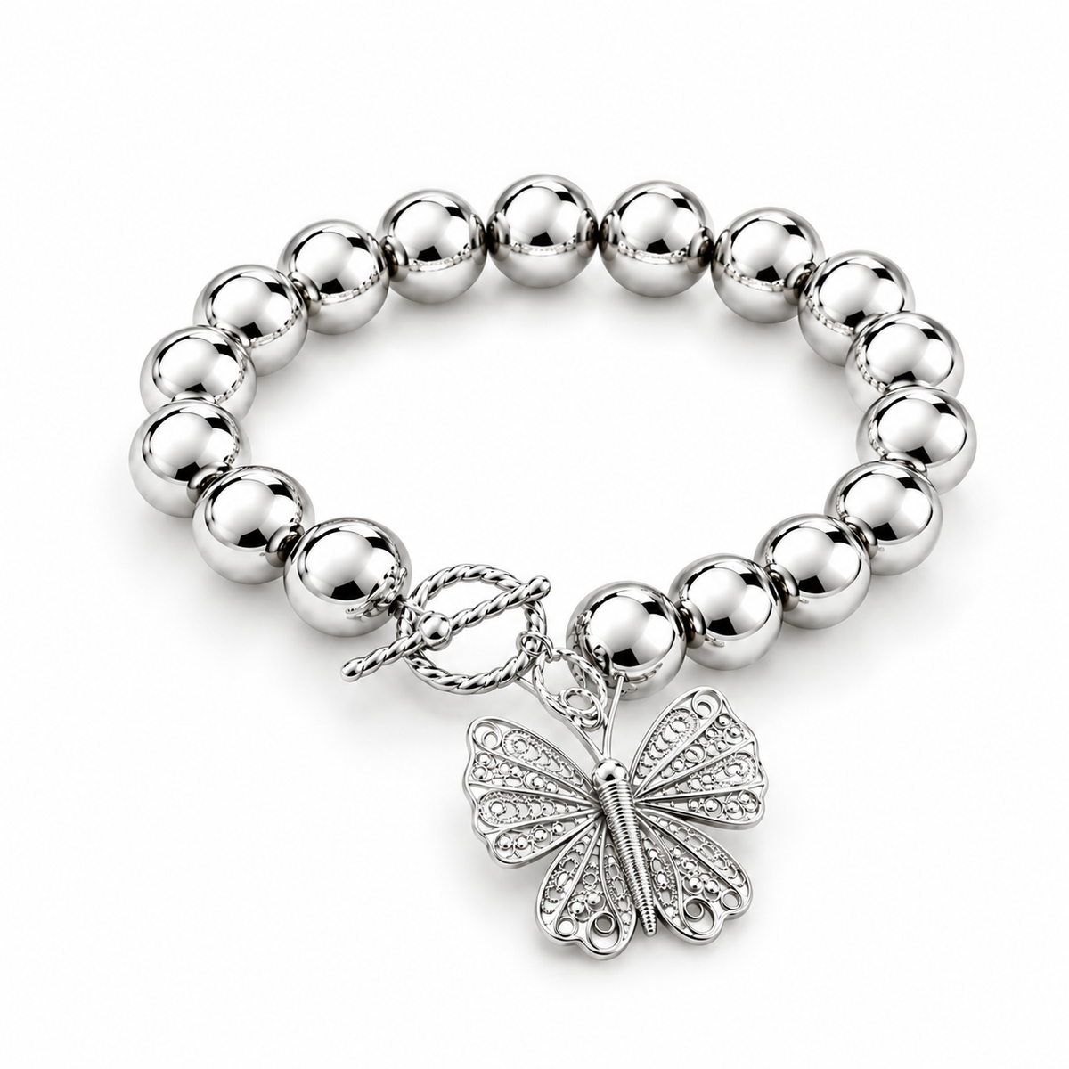 Sfera-12 Filigree Butterfly Bracelet - Silver