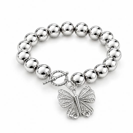 Sfera-12 Filigree Butterfly Bracelet - Silver