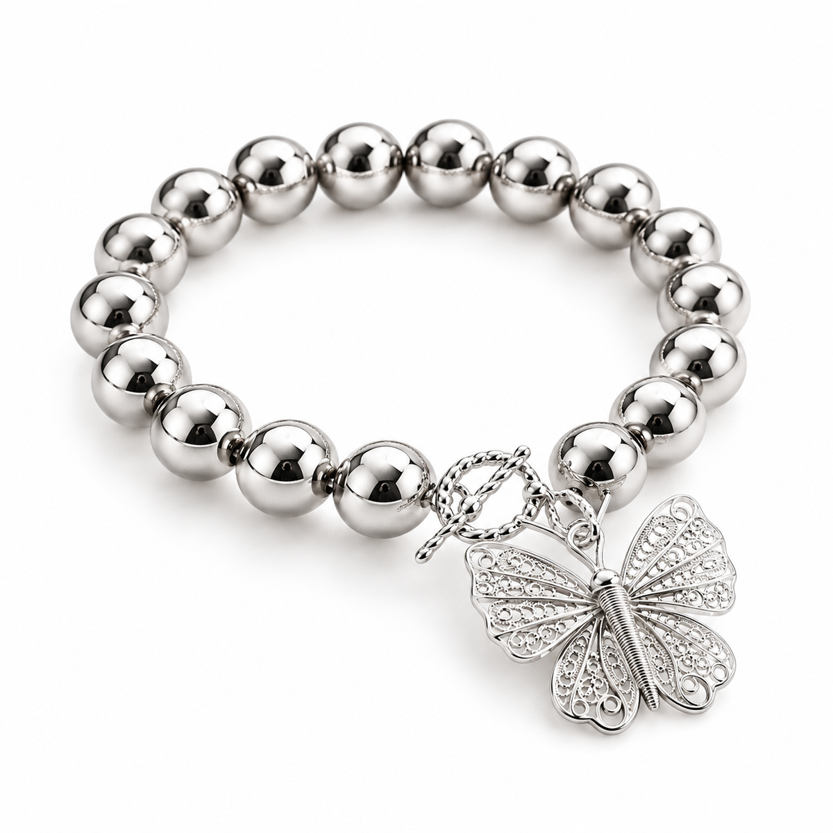 Sfera-12 Filigree Butterfly Bracelet - Silver