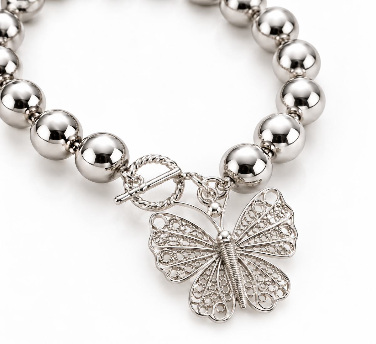 Sfera-12 Filigree Butterfly Bracelet - Silver