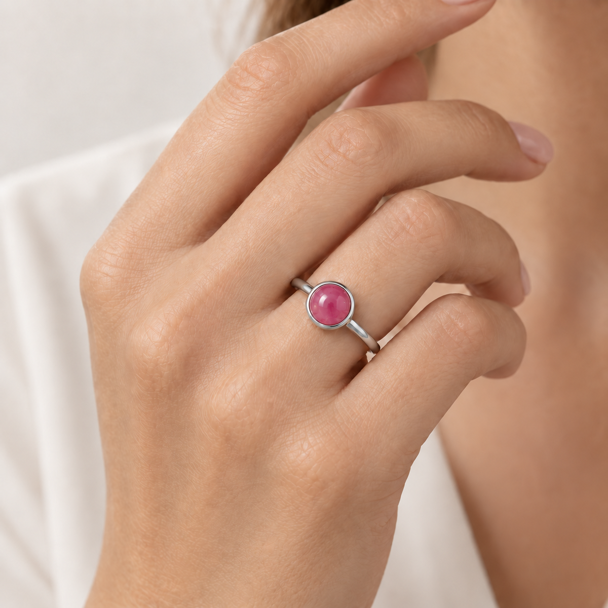 Elena Ruby Ring - Silver
